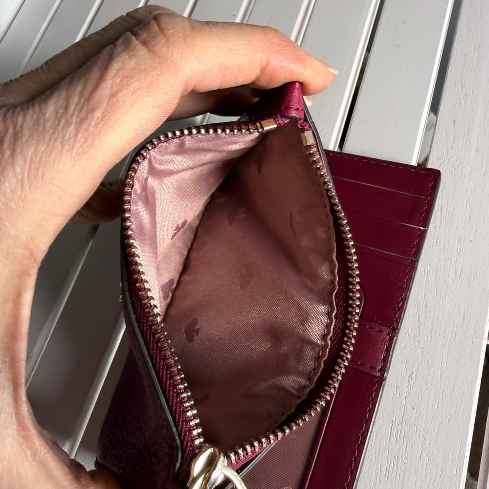 Kate Spade  Leila Slim Bifold leather walllet Burgundy - Picture 6 of 6
